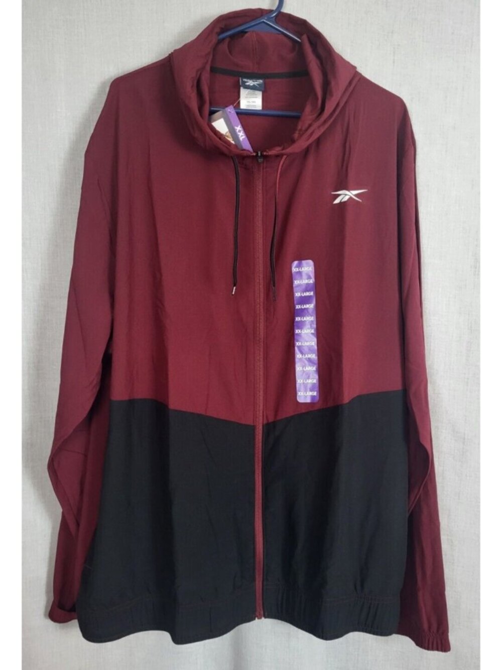 Reebok Track Jacket Windbreaker Men’s 2XL NWT Black / Burgundy Sporty Unisex
